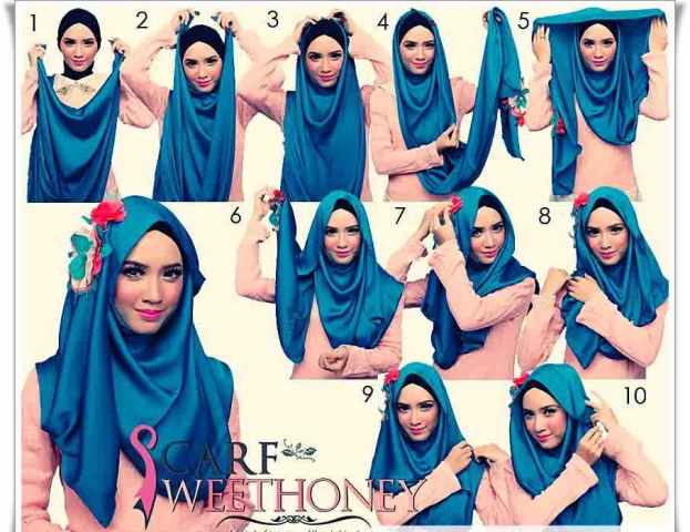 cara jilbab segi empat
