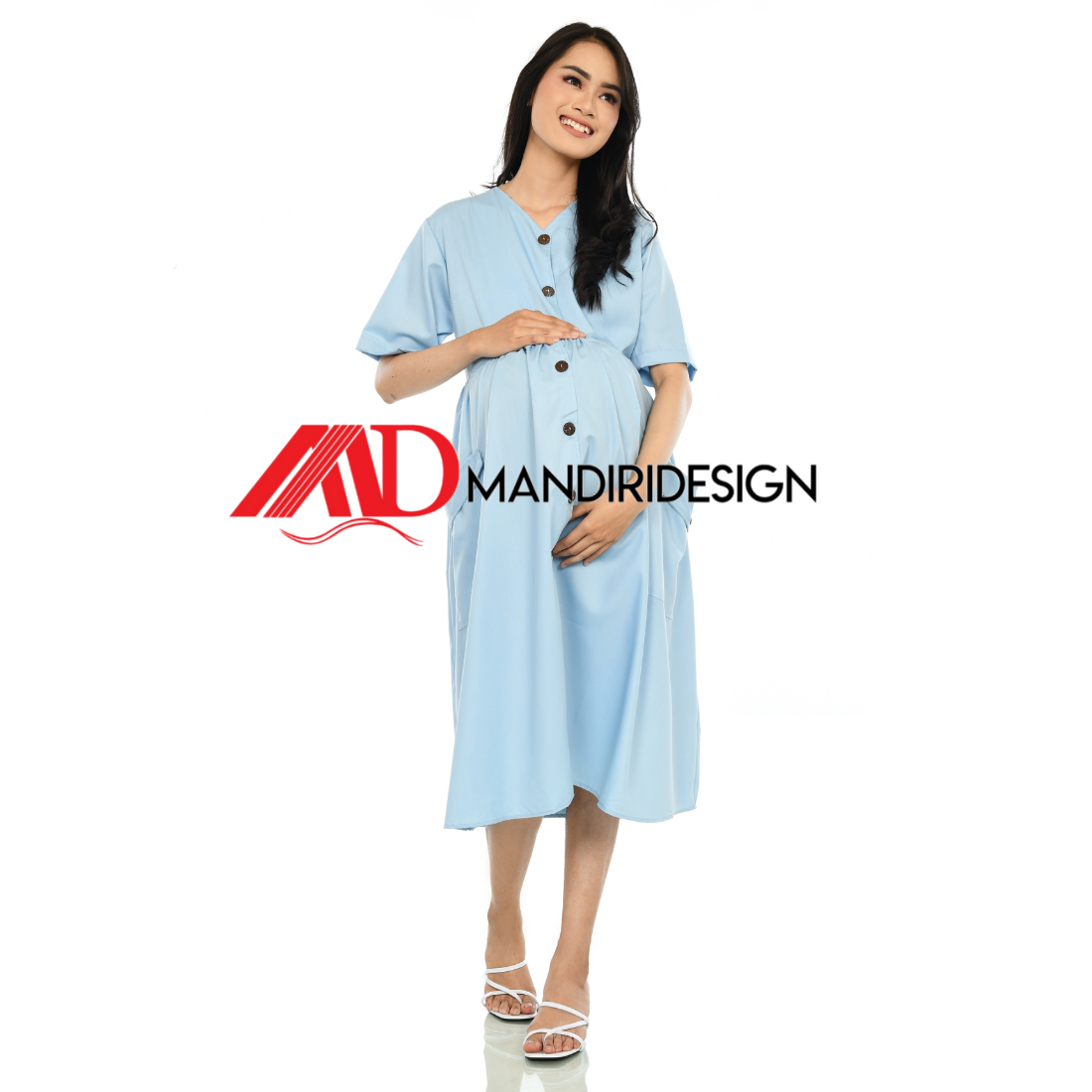 Maternity Baju Hamil Warna Baby Blue - Gambar 2