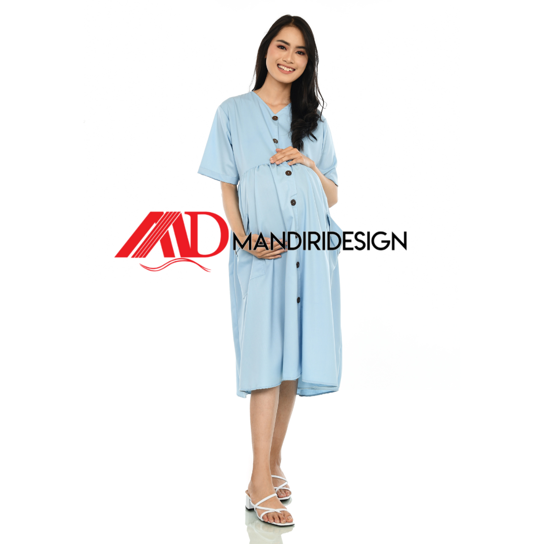 Maternity Baju Hamil Warna Baby Blue - Gambar 3
