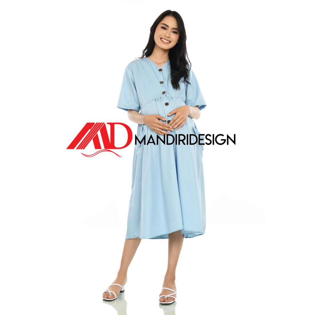Maternity Baju Hamil Warna Baby Blue - Gambar 5