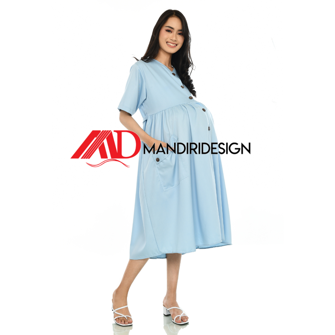 Maternity Baju Hamil Warna Baby Blue - Gambar 7