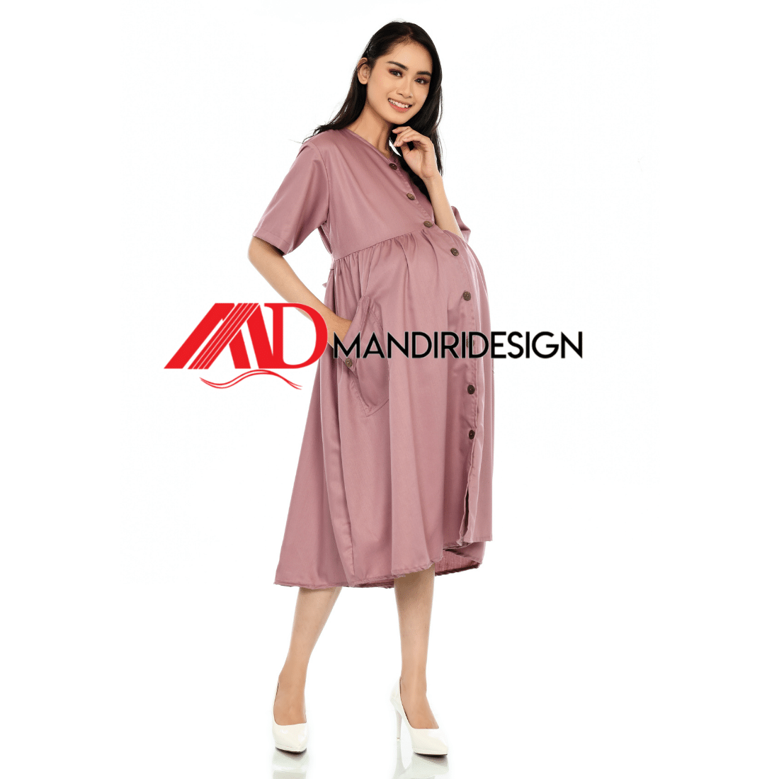 Maternity Baju Hamil Warna Dusty Pink - Gambar 7