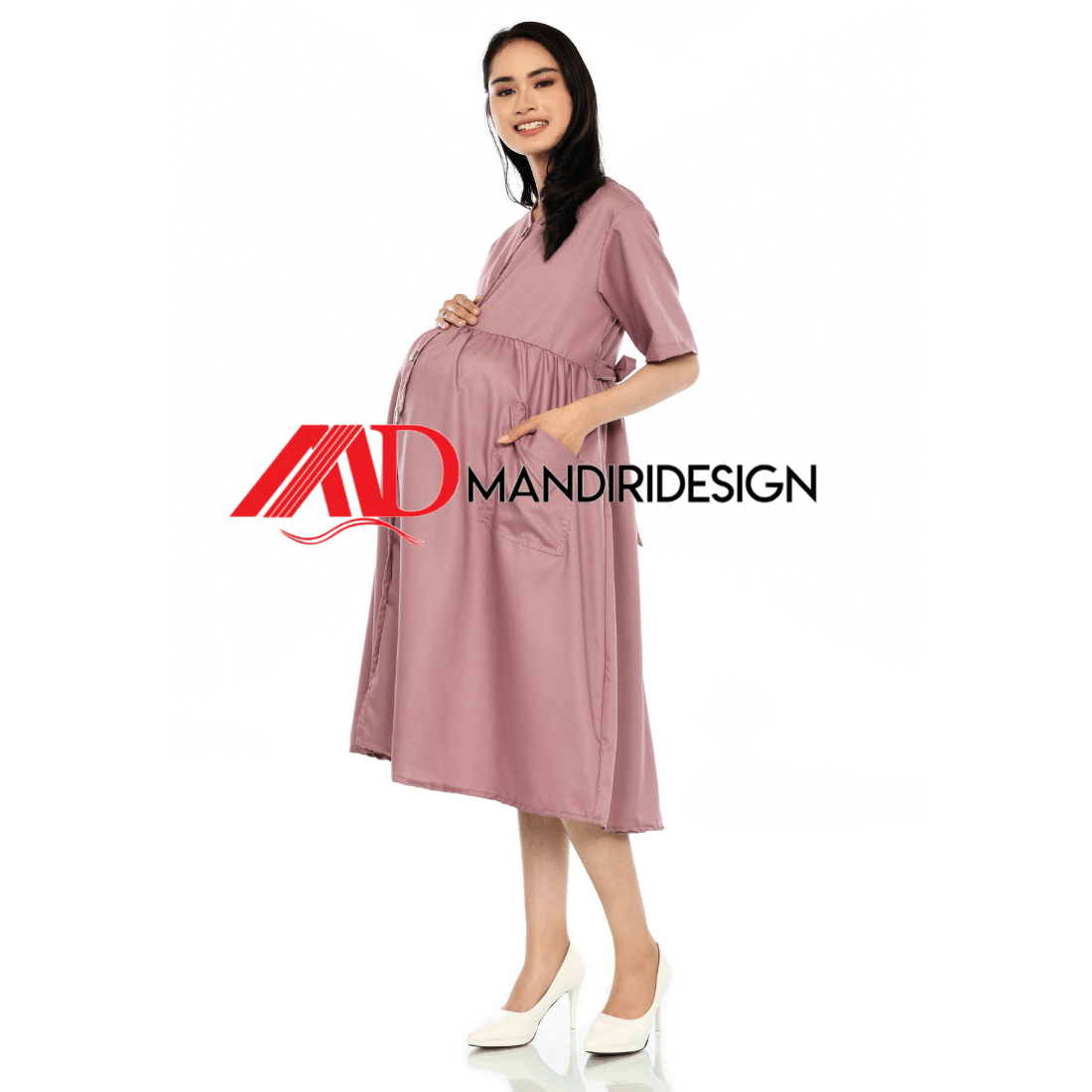 Maternity Baju Hamil Warna Dusty Pink - Gambar 6