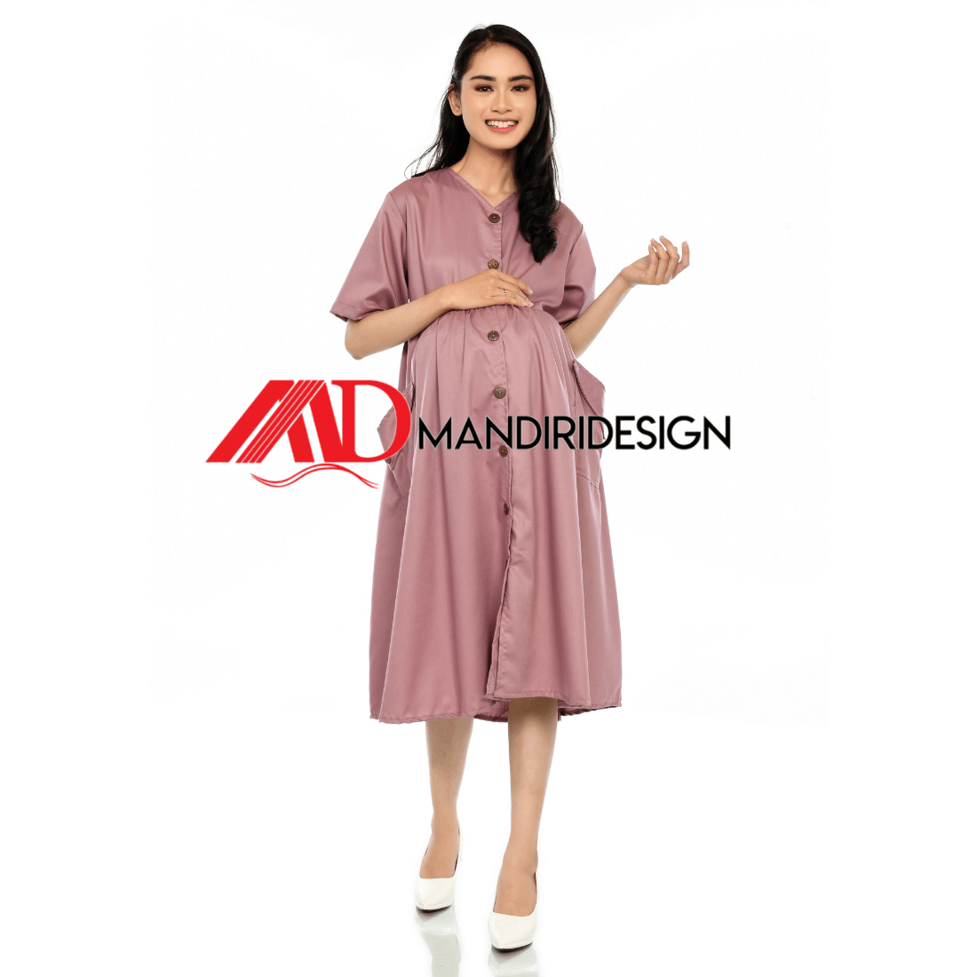 Maternity Baju Hamil Warna Dusty Pink - Gambar 5