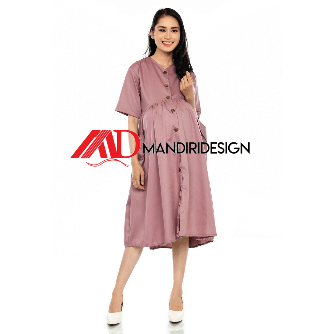 Maternity Baju Hamil Warna Dusty Pink - Gambar 3