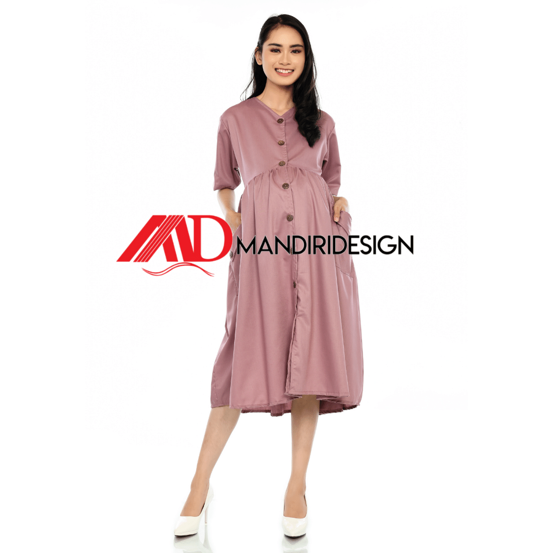 Maternity Baju Hamil Warna Dusty Pink - Gambar 2