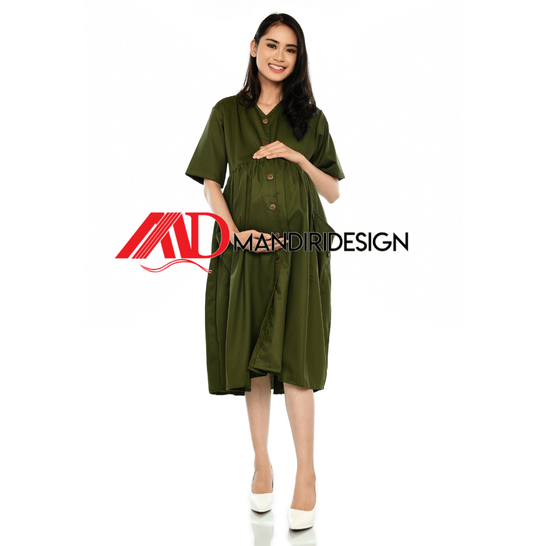 Maternity Baju Hamil Warna Hijau Botol - Gambar 4