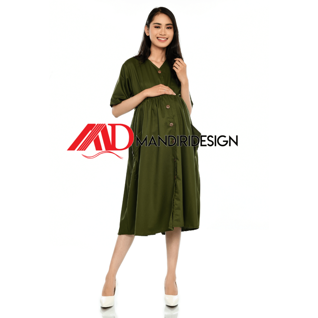 Maternity Baju Hamil Warna Hijau Botol - Gambar 3