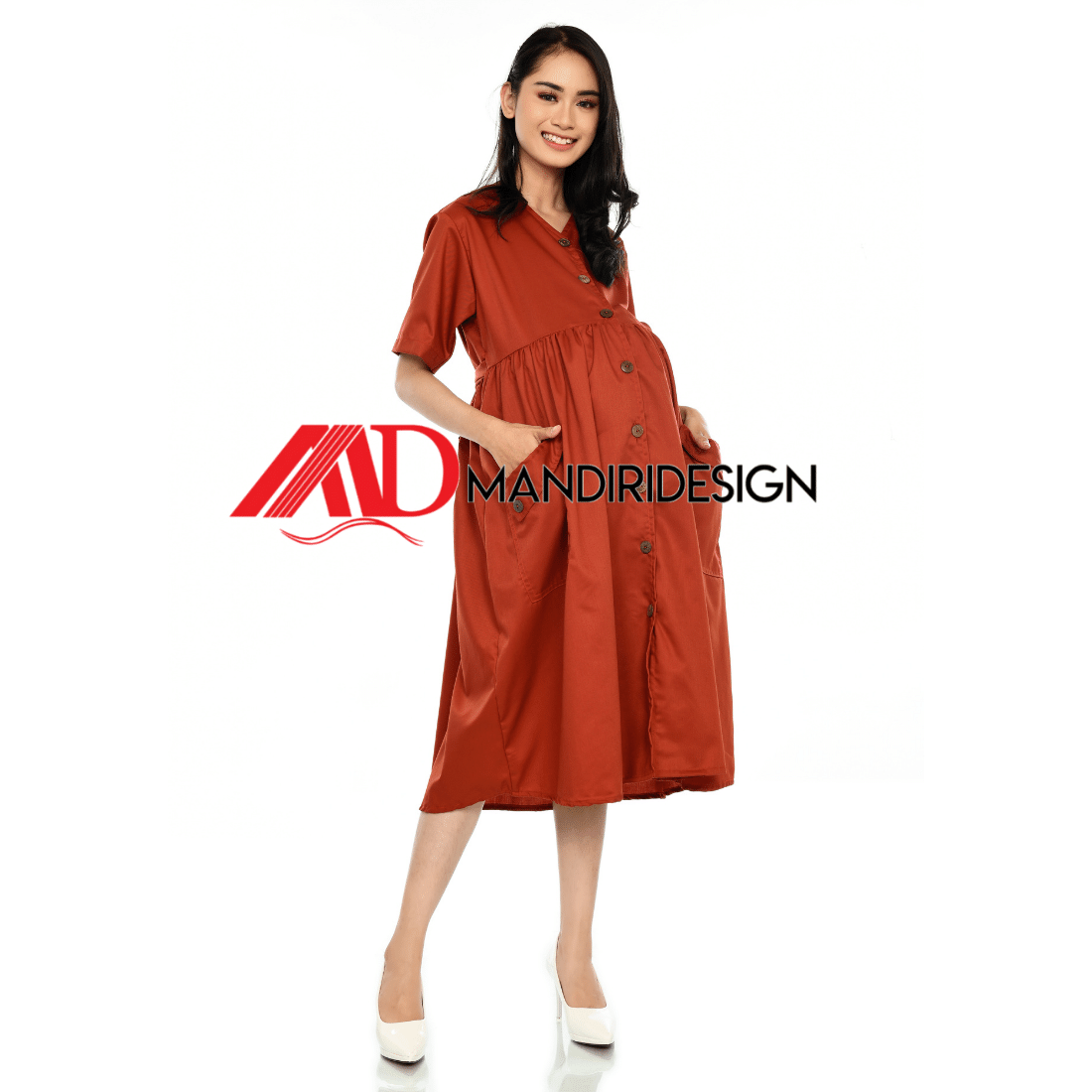 Maternity Baju Hamil Warna Merah Bata - Gambar 7
