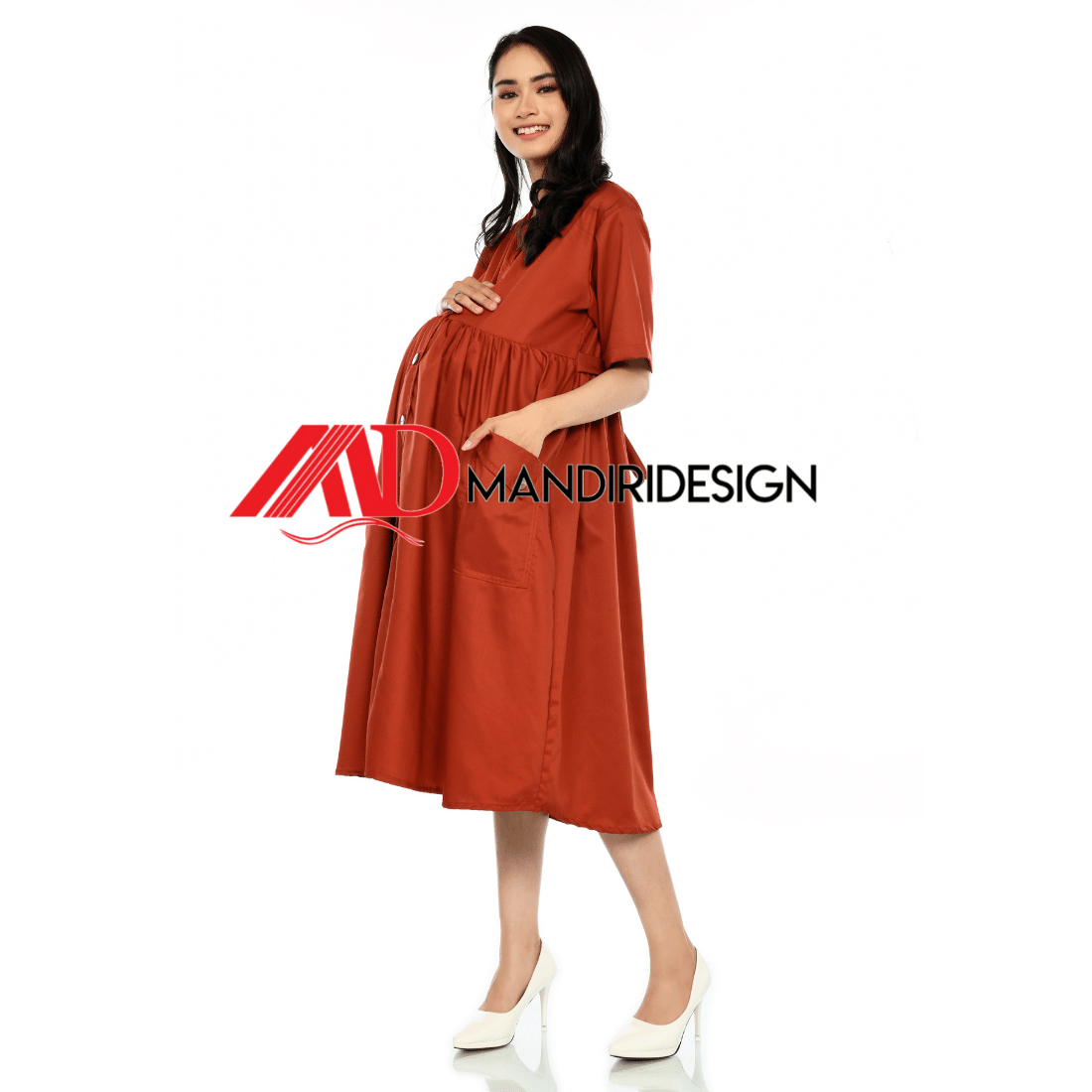Maternity Baju Hamil Warna Merah Bata - Gambar 6