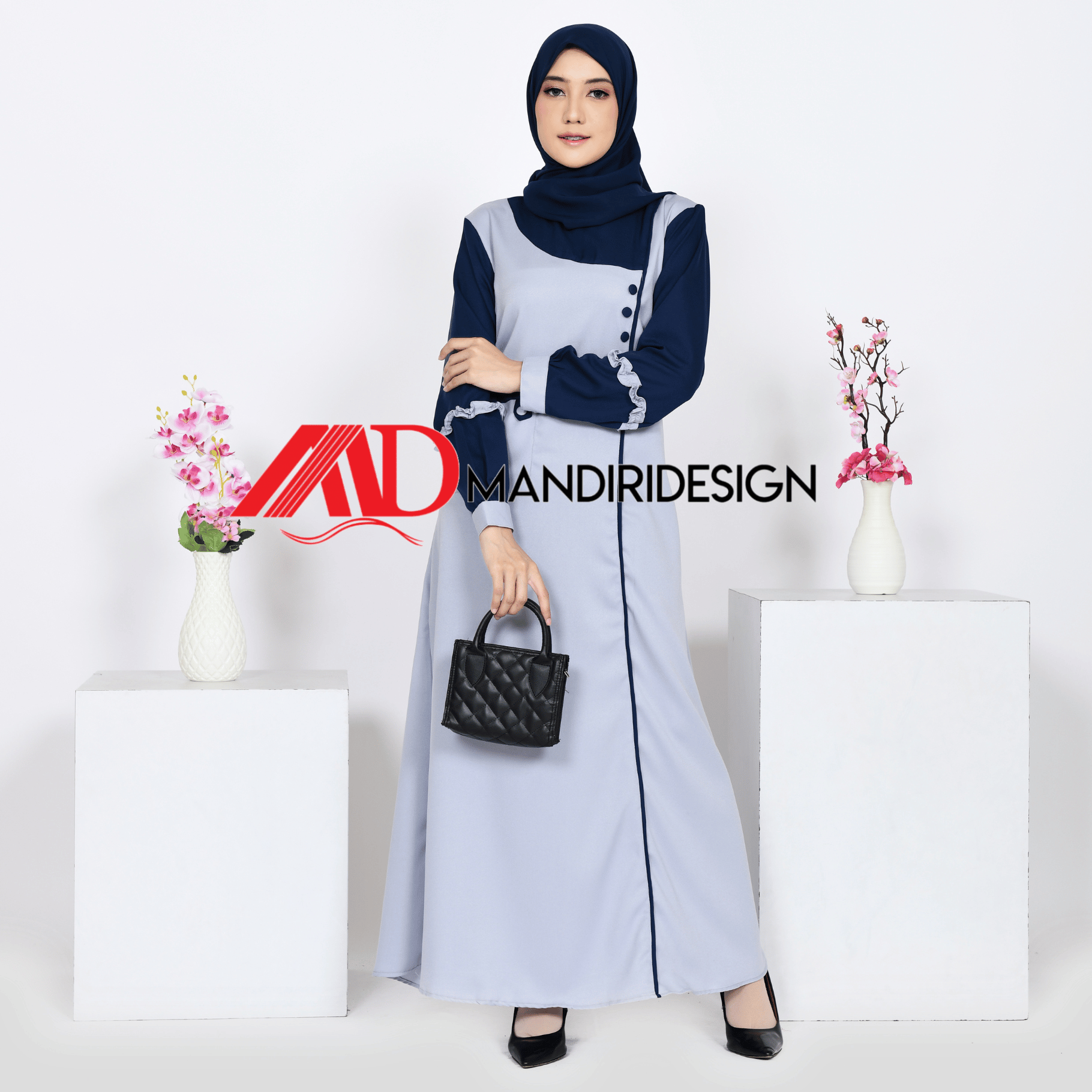 Gamis Wanita Dewasa Aluna Grey Navy