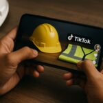 Tampilan layar smartphone yang menampilkan konten edukasi K3 di TikTok, menggambarkan tren baru distribusi informasi keselamatan kerja melalui media sosial.
