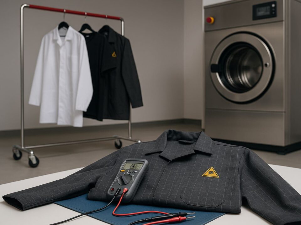 Laundry garmen ESD konduktif: program perawatan menjaga resistivitas stabil sepanjang siklus pakai