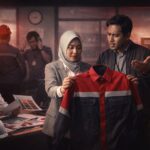 HRD dan tim purchasing perusahaan industri mengevaluasi sampel seragam kerja untuk kebutuhan produksi